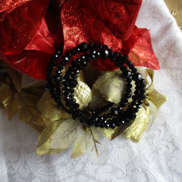 BLACK SHINY SPARKLE BRACELET (BEADED) – NWOT - Picture 5 of 15
